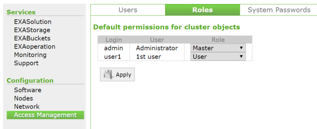 Change a user's role in Exasol
